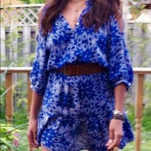 Eight sixty cold shoulder boho blue/white dress